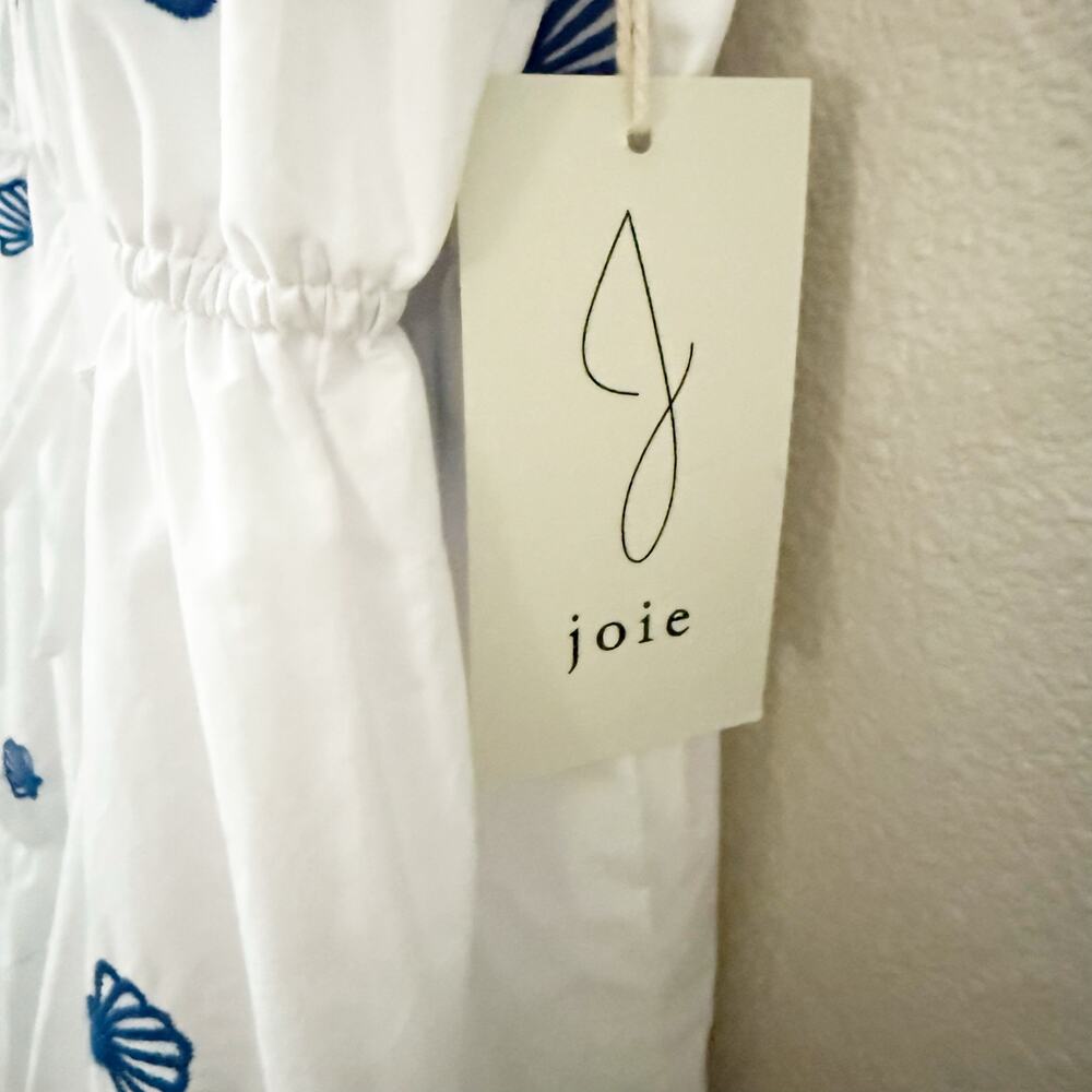 JOIE x ANTHROPOLOGIE | Cotton Blue Seashell White  Dress Embroidered NWT | XL - Picture 8 of 10